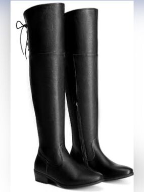 Dream Pairs Black Over-the-Knee Riding Boots - Womens 8 Regular Calf